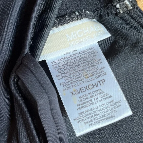 Michael Kors Strappy One Shoulder Bikini Top Logo Tape size XS Black - Picture 5 of 8